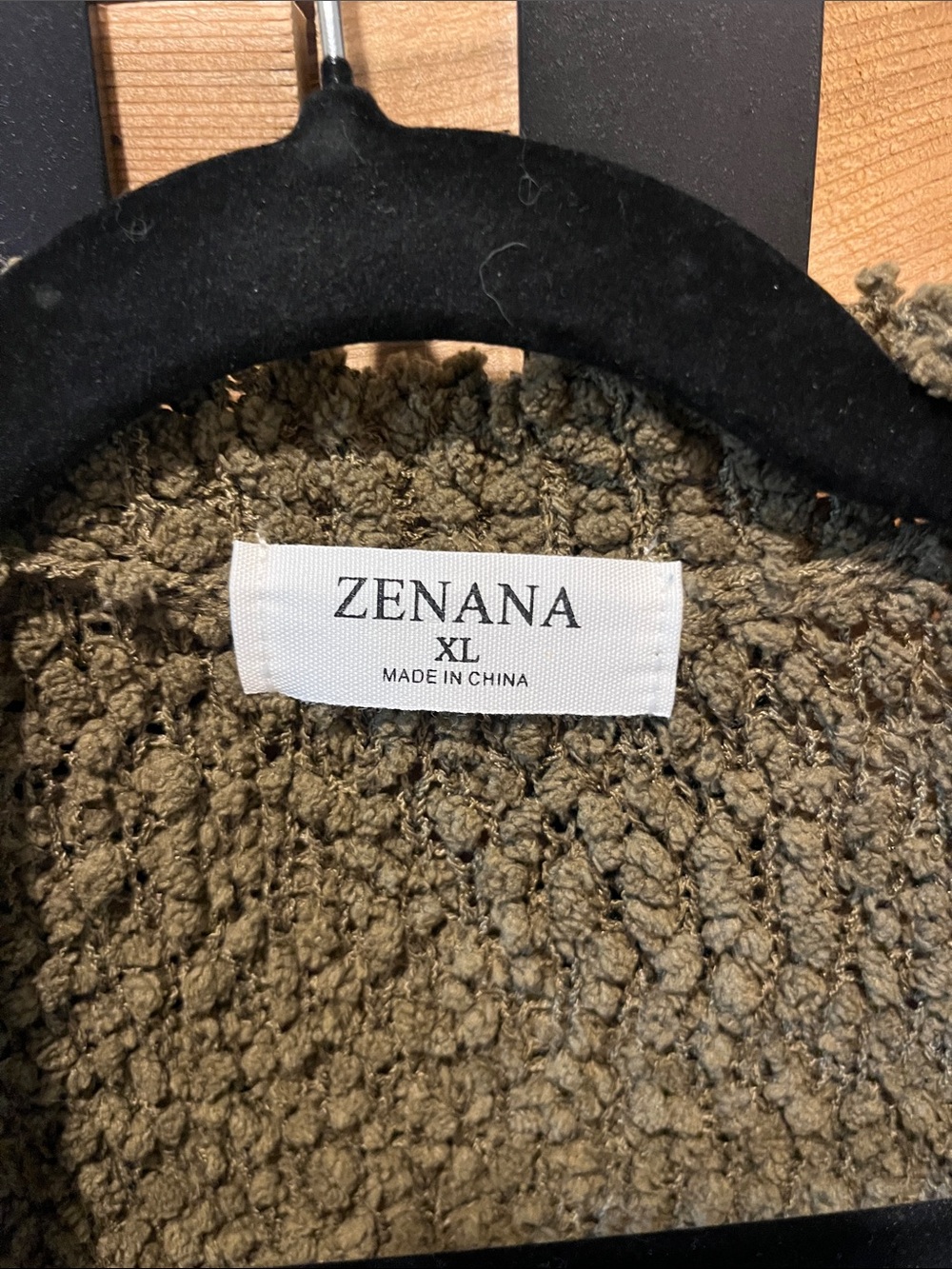 Zenana Outfitters Olive Green Plush Sherpa Open-Front Cardigan - Picture 2 of 10